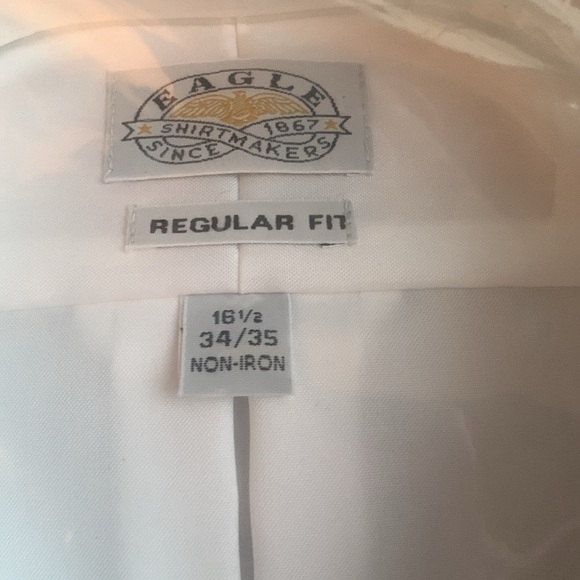 Men’s Non-Iron Regular Fit Eagle white dress shirt size 16 1/2 34/35 - Picture 2 of 4